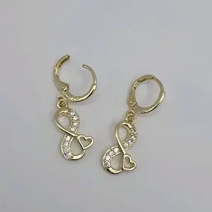 INFINITY WITH HEART  fashion earrings gold-plated with stone's beautiful design super prices
