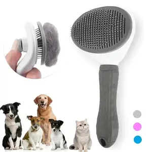 Self-Cleaning Pet Grooming Brush for Dogs and Cats, De-Shedding Tool for Pet Care, Essential Grooming Accessory for Dogs and Cats