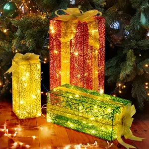VINGLI Lighted Gift Boxes Set Of 3, Pre-lit Nestable Present Boxes Ornament With 90 LED Warm White Lights And Stakes For Christmas Outdoor Indoor Decorations Lighted Holiday Displays # Fyp. # viral # foryout # foodtok # homegoods # trendingvideo. # obsess