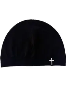 Cross Stitch Beanie, Unisex Fall Winter Multicolor Hat, Windproof Warm Elastic Outdoor Sports Casual Cap, Fitted Style
