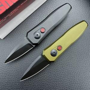 KS Pocket Knife D2 Steel 3.1 " Plain Blade Black Green And Yellow T6 Anodized Aluminum Handle EDC Tool Outdoor Camping cutlery Man Gift
