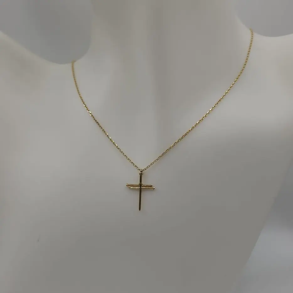 10k Cross-style nail chain, Cross Design Pendant, Cross Motif