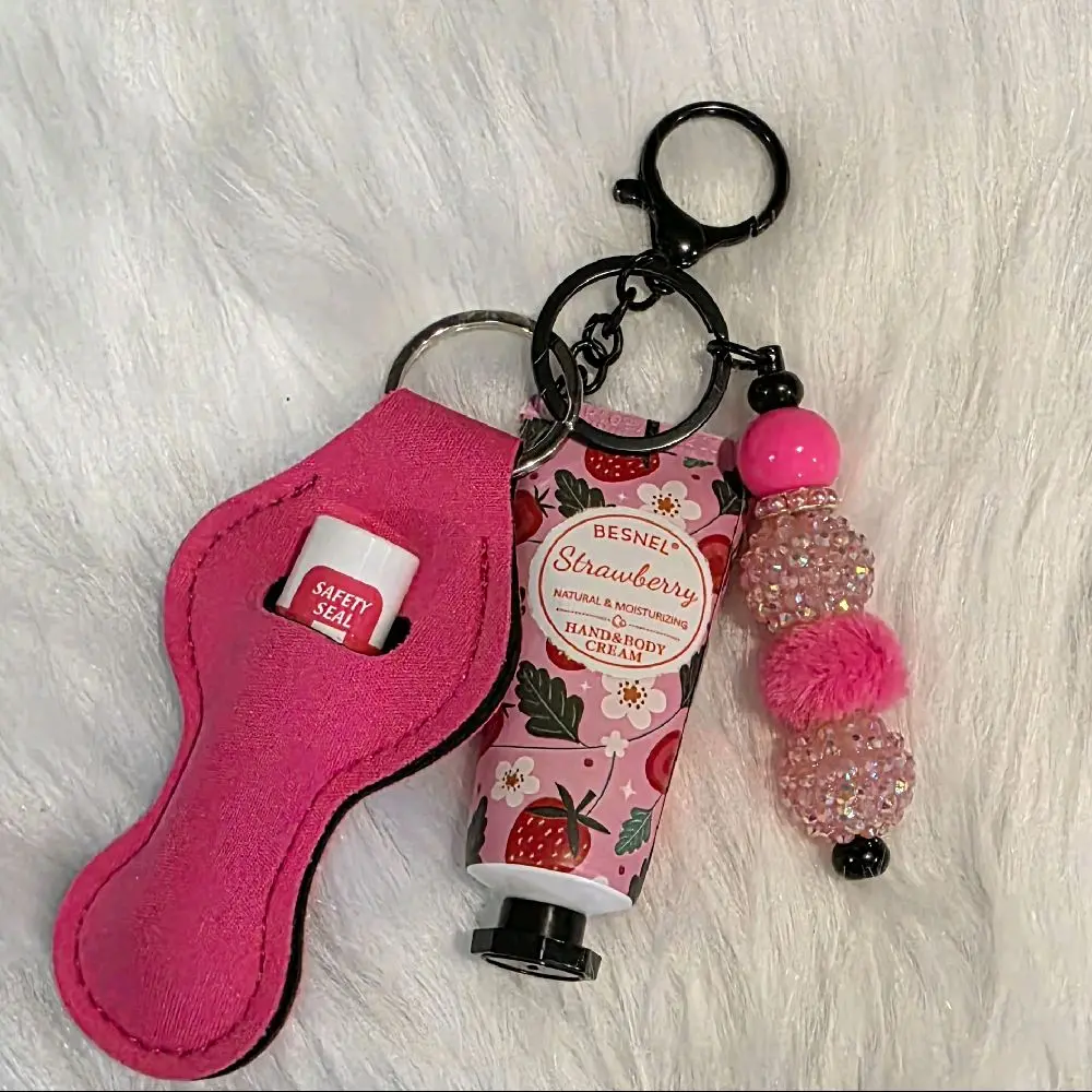 Pink Custom Keychain Set - Includes Lip Balm and Lotion