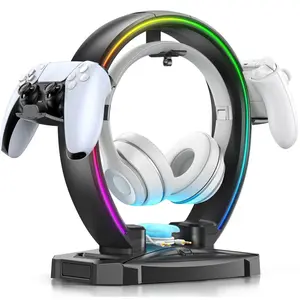 KDD Headphone Stand, Controller Holder, RGB Gaming Headphone Stand with Cable Organizer for Desktop Organizers