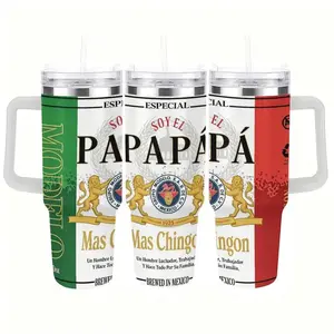Father's Day Gift: "Soy El Papá Más Chingon" Insulated Tumbler – Mexican Flag & Modelo Inspired Design, Personalized Mexican Pride Travel Mug for Dad