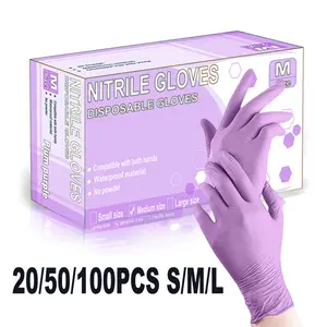 Nitrile Gloves, Latex Free Powder Free, 100/50/20 Pairs, Durable Water and Oil Resistant, Ideal for Cleaning and Cooking
