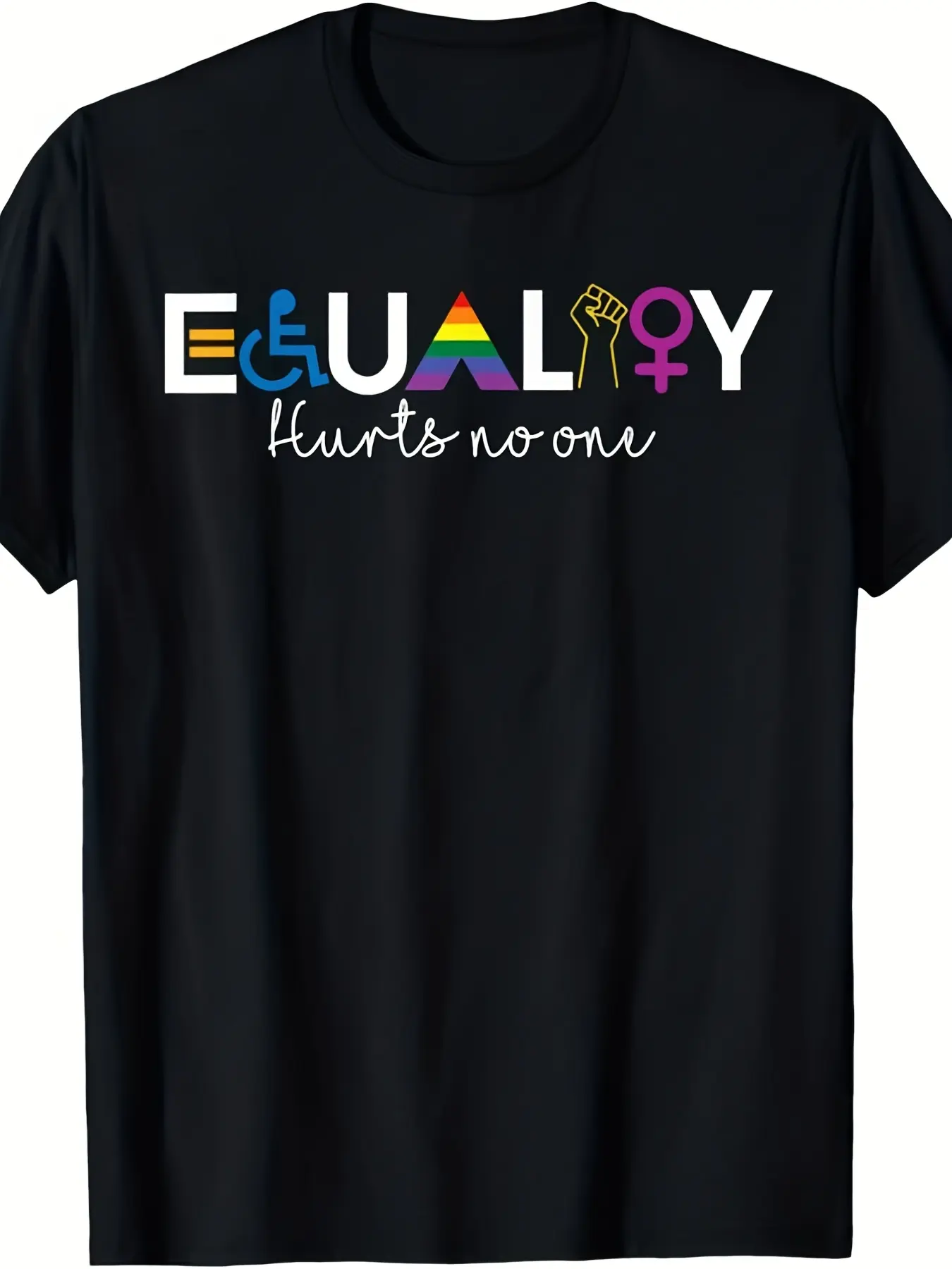 Equality Hurts No One Shirt - Rainbow LGBTQ Pride unisex soft cotton short sleeve t shirt, vintage graphic casual tee for men women teens, perfect birthday holiday gift for camping travel gym daily street  wear