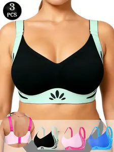 3-Pack Plus Size Women's Comfortable Seamless Anti-Gravity Lift Bra, Tummy Control, No Underwire, Push-Up, Sports Bras