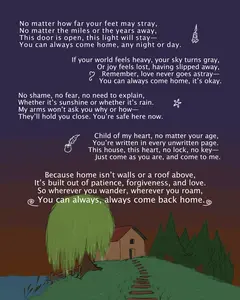 "Always Home" canvas print and wallet size print  Decoration Artistic poem