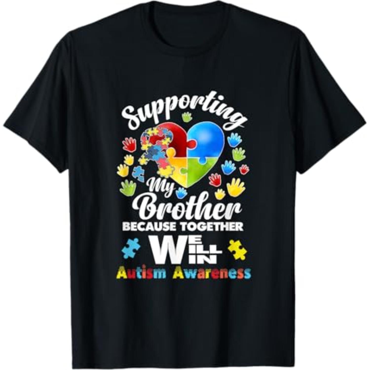 Support My Brother Puzzle Autism Awareness Month T Shirt