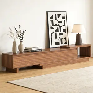 78.74-103.14" Mid-century Modern Extendable TV Stand & Entertainment Center, 3-Drawer Storage, Fits 70-90" TVs, Living Room Media Console (Walnut)