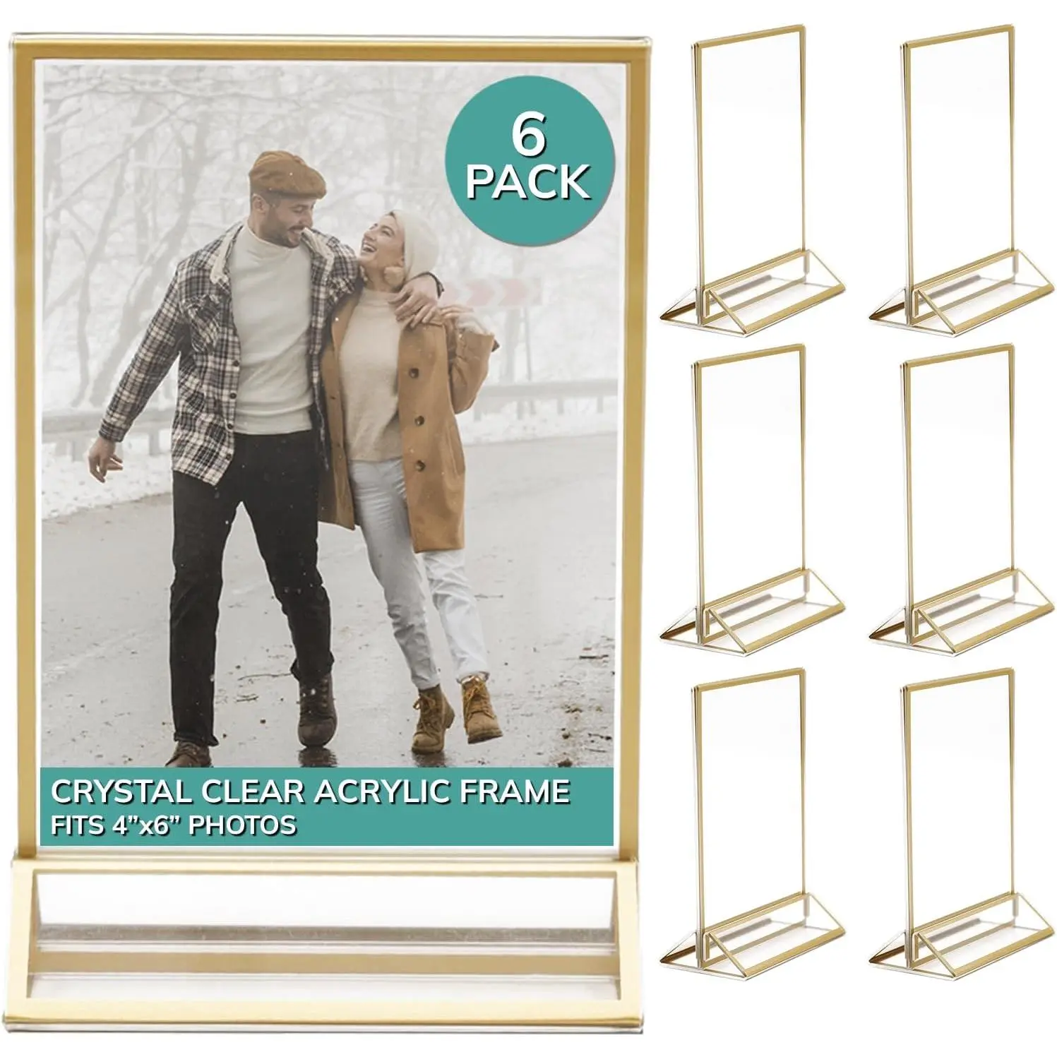 4x6  Picture Frame Display Stand | 4 x 6 Vertical Clear  Sign Holder |   Frame for Table Sign, Tabletop Wedding Sign, Menu, QR Code (6-Pack)
