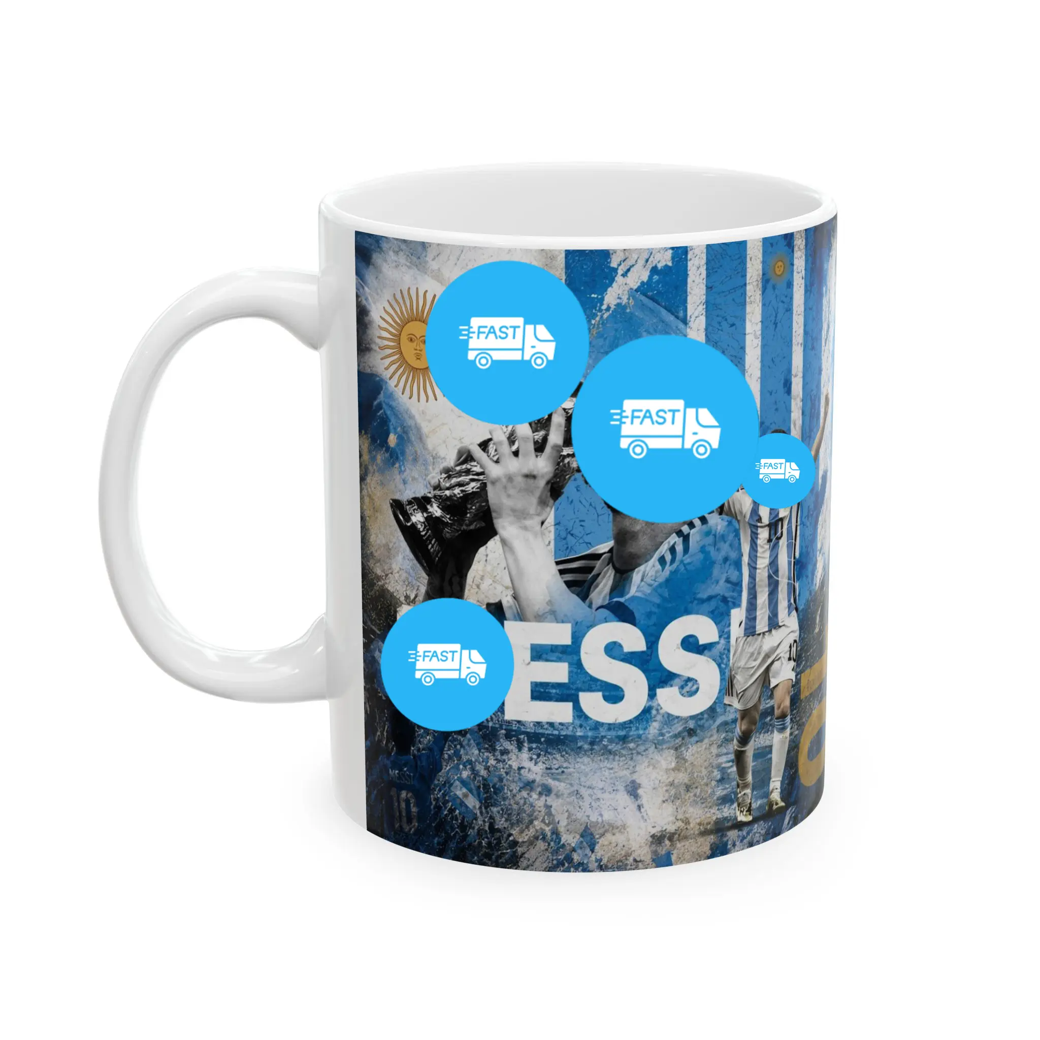 GOAT Soccer Legend Ceramic Mug 11oz 15oz | Argentina Inspired Football Coffee Cup | Gift for Soccer Fans | Sports Fan Mug