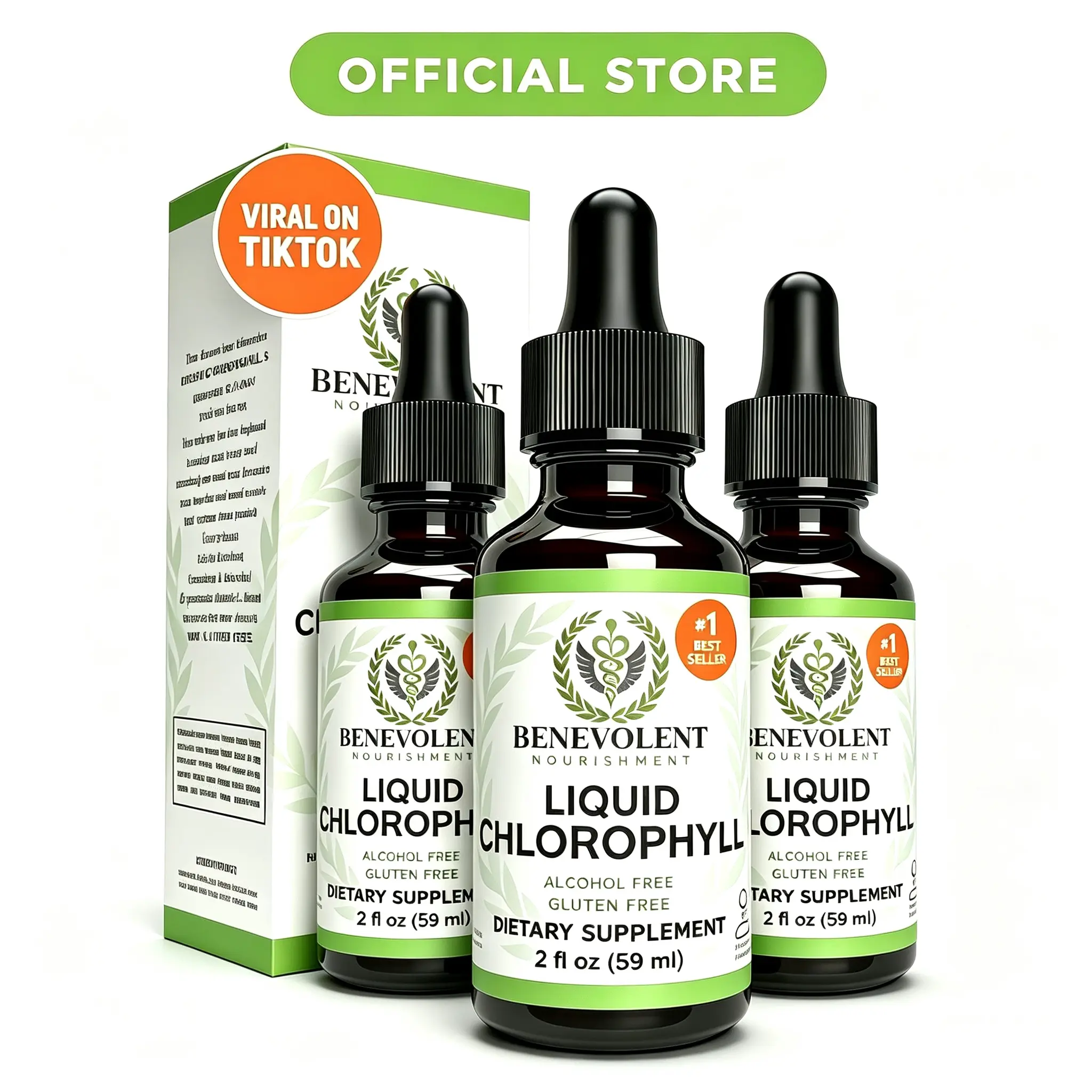 Liquid Chlorophyll Drops (4 Month Supply) Healthcare Supplement - Natural Deodorant and Detox - Gut Support Healthcare Liver
