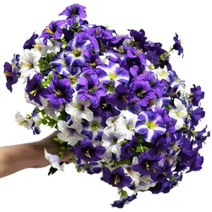 Artificial Flowers for Outdoors, 10 Bundles Artificial Petunias for Outside, UV Resistant Silk Flowers for Decorations, Outdoor Faux Flowers Plants for Garden Porch, Artificial Flower Bouquet, Home Decor Bouquet, Decorative Flower