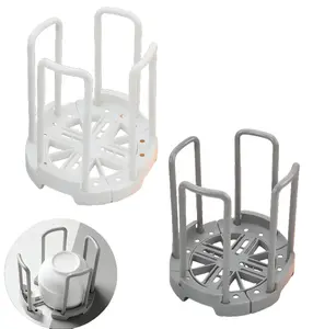 Zhengwanhh09j Round Expandable Dish Rack for Kitchen Counter, Rustproof Stackable Plate Storage Shelf, Adjustable Utensil Drainer Organizer (Gray & White, 20.5x20.5x14.5 cm) with Decor Compatibility