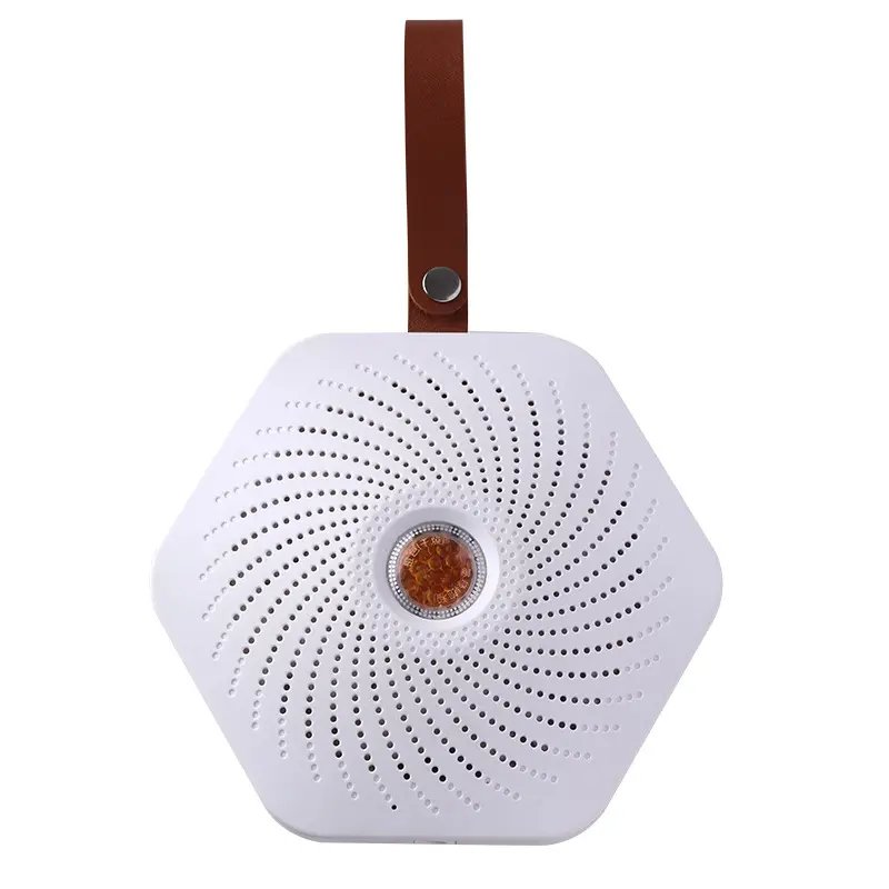 Cordless Hexagonal Mini Smart Dehumidifier - Rechargeable Energy-Saver with Electronic Cycle Moisture Removal, Air Purification, Quiet Operation, Silent Space-Saving Design for Home, Study; Protects Books, 144*144Mm, Wardrobe, Bedroom