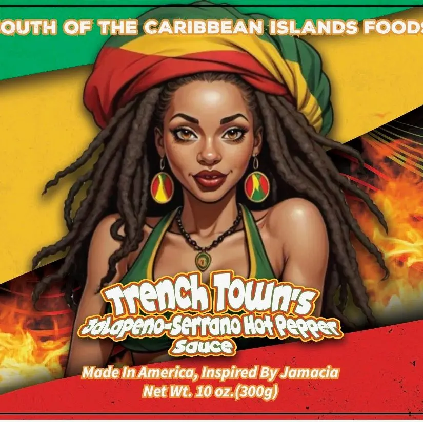 Trench Town's Jalapenos Hot Sauce - South of Caribbean Islands Food Inspired by Jamaica - 10 oz Net Wt 300g
