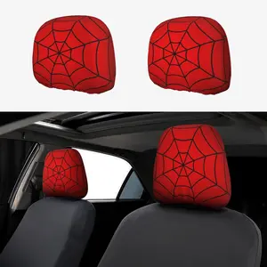 Red Spider Web Cute   Rest Covers 2 count Elastic  Seat Headrest Protector Universal Fit   Auto Interior Accessories for Women Men