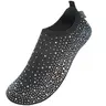 Women's Polyester Slip-On Sparkle Rhinestone Water Shoes - Lightweight Swim Shoes, Non Slip Watershoes with Stretchy Upper Aqua Socks, Elastic Band, TPU Grip, Colorful Design, Compressible Foldable Build for Beach, Yoga & Surf Use