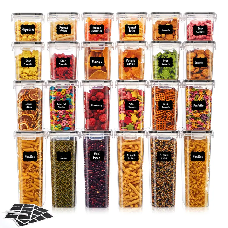 Plastic Leak-Proof Food Storage Containers - 6/12/24 Pcs (24 Pcs=24 Containers+24 Lids), Airtight Transparent Lids, Stackable, Microwave-Reheat Safe Kitchen Accessories, Anti-Leak Meal Prep Solutions