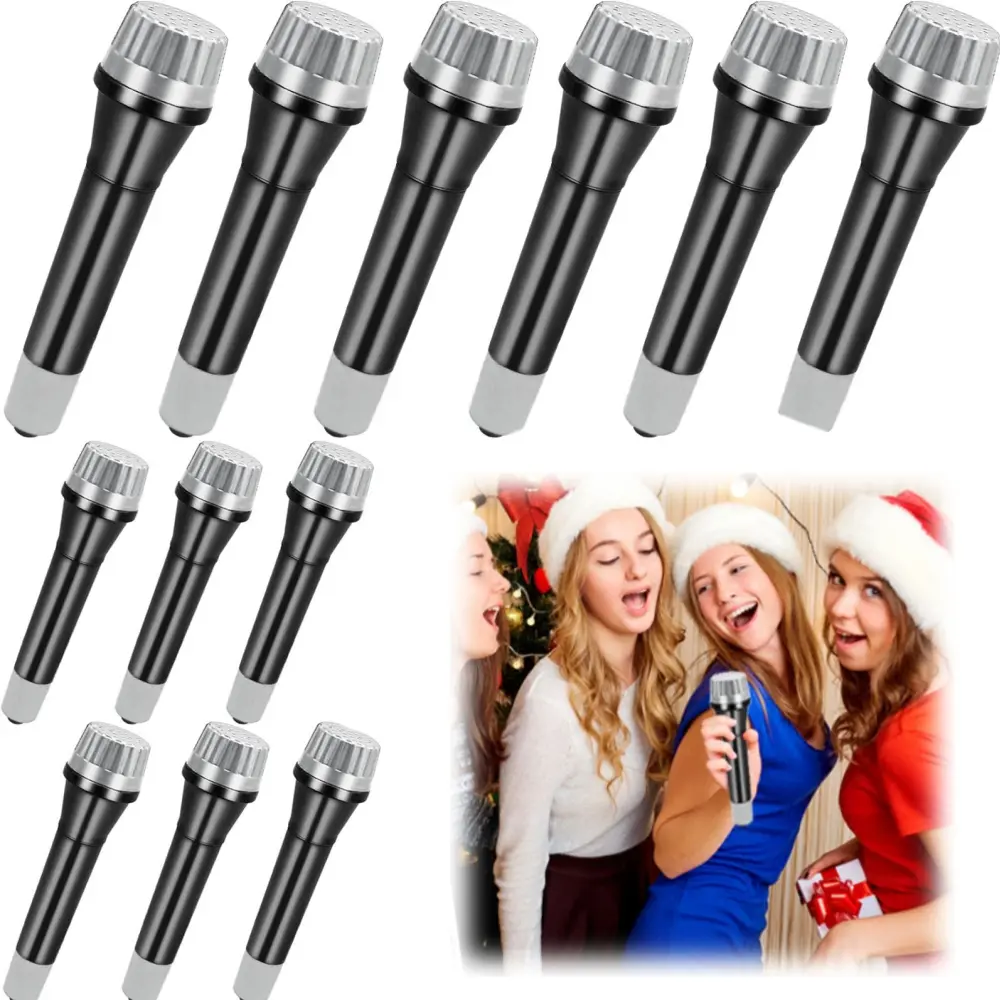 12 Pack Fake Toy Microphones Set,Plastic Microphone Prop,Play Microphone for Kids,Pretend Microphone for Karaoke Stage Costume Role Birthday Party Favors,5.7 Inches Tall