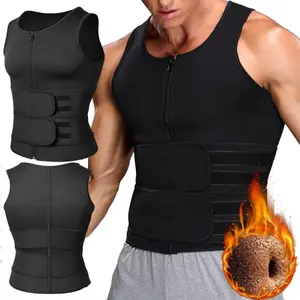 Man sauna shirt Neoprene sauna vest with double waistband,  breathable, sweat wicking, abdominal vest, black Dry Fit Compression Gym Exercise Activewear