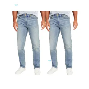 2-piece set of men’s stretch slim straight-leg jeans, suitable for a Father’s Day gift and streetwear GARMENTARY