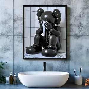 Kaws Crying in Shower Hypbeast Poster -DIGITAL DOWNLOAD Printable Art, Washroom Wall Deco...