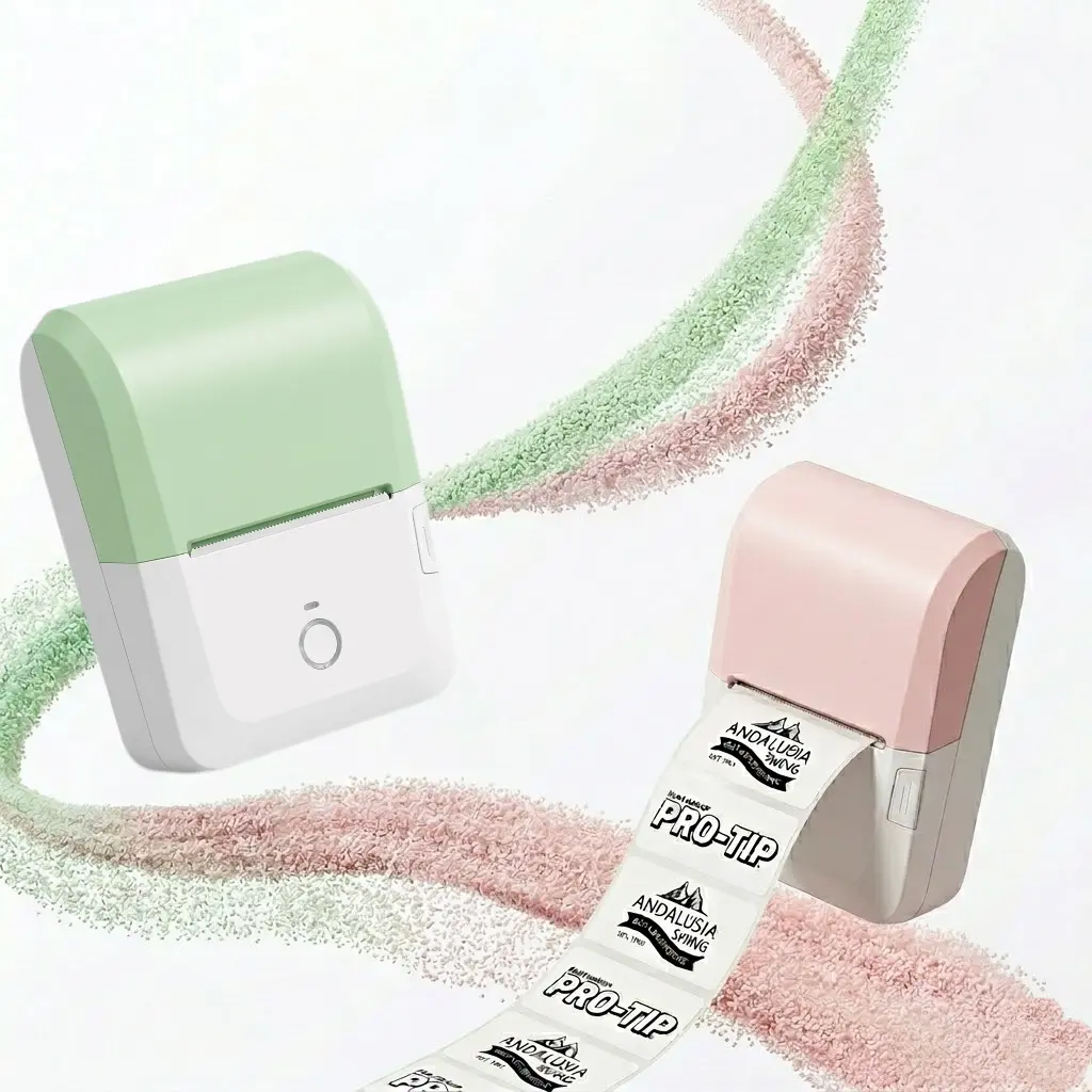 2-Inch Portable Shipping Thermal Label Printer with 1 Roll 2"x1.18" White BPA-Free Labels, App Editing, Multiple Templates for Small Business, Office Use, Portable Label Printer, Shipping Label Printer