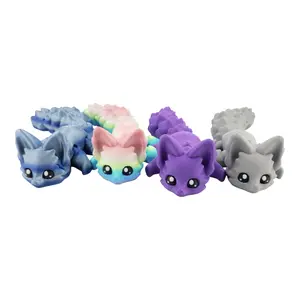 Articulated Cute Flexi Fox 7.5 Inches - 3D Printed Fantasy - Customizable Colors - Authorized Seller - Articulated Desk Buddy