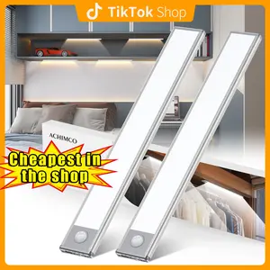 LED Under Cabinet Light, Bright Motion Sensor Light Indoor, Stick-on Magnetic Closet Light, Under Counter Lights, Wireless USB Charging, 48 LED Night Lights for Kitchen, Wardrobe (2 Packs)