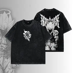 Gogeta Anime Gym Shirt – Acid Washed Oversized Tee, Vintage Saiyan Graphic T Shirt, Fitness Pump Cover Streetwear