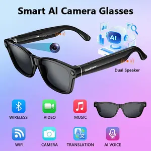 BV100 8MP Smart Camera Glasses Photochromic Lens Real-Time Translation 165+ Languages AI Glasses Bluetooth Wireless Hands-Free Video Recording for Travel Cycling Driving Outdoor Sports