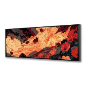 Pictorem C1FC2060QGNM3O 20 x 60 in. The Big Burn - Yellow Framed Canvas Wall Art for Home Decor