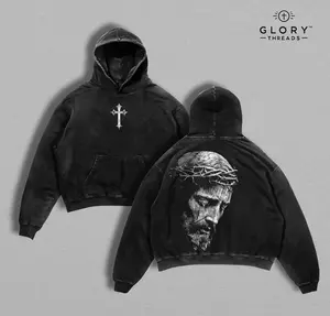 Jesus Christ Cry Washed Hoodie, Jesus Cry Pullover, Christian Cross Hoodie, Faith Streetwear Oversized Hooded Sweatshirt, Easter Outfit, Religious Apparel for Men and Women