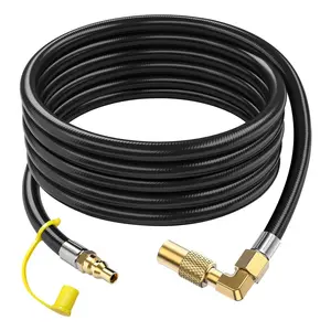 【Stock Limited】 18FT RV Propane Extension Hose | 1/4"-3/8" with 90° Elbow Blackstone Adapter & 3/8" External Thread