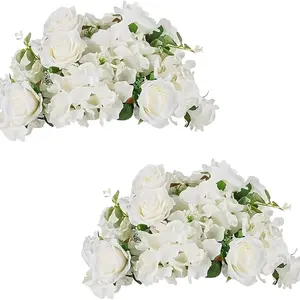 Hot-selling cross-border new wedding Roman column road guide simulation silk flower ball wedding car auditorium decoration wedding props batch white simple Plastic Faux Flowers