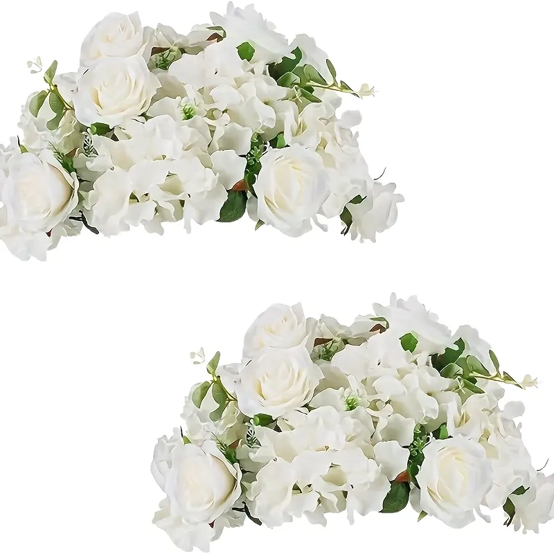 Hot-selling cross-border new wedding Roman column road guide simulation silk flower ball Artificial Roses wedding car auditorium decoration wedding props batch white simple Artificial Flower Decorations Decorative Plastic Faux Flowers