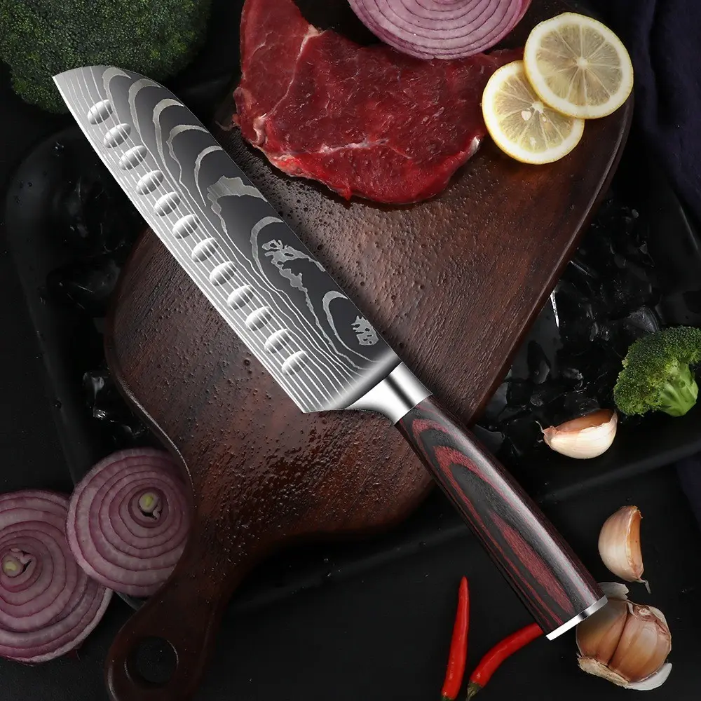 Professional Japanese Kitchen Knife Set, Multipurpose Durable Stainless Steel Cutting Tools, Ideal for Meat & Vegetable Prep, Ergonomic Handle Design, Stainless Steel Knives