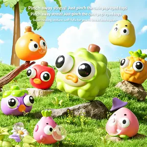 Cute Fruit Pop-Eye Squishy Toys - Soft Squeeze Stress Relief Fidgets, Funny Bubble Blowing Design for Kids & Adults, Anxiety Relief Sensory Toys for Office, Home, Party Favors