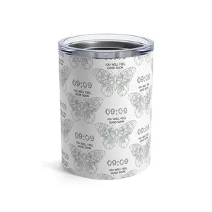 White Tumbler 10oz, Angel Number 909 Accept Yourself, Numerology Gift, Positive Energy Cup, Manifestation Gift, Law of Attraction Gift