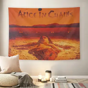 Alice in Chains Dirt Album Wall Flag - Tapestry Wall Hanging, Grunge Rock Music Print, Mid-century Modern Black Flash Manga Style, 90s Nostalgia Aesthetic, For Adult Fans, Music Fan Decor, Living Room, Bedroom, Retro Rock Vibe