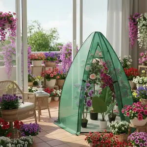Garvee Upgraded Hexagonal Walk-In Greenhouse for Outdoor Plants – 54" x 54" x 71" Portable Garden Greenhouse with Heavy Duty PE Cover, Zippered Roll-Up Door & Mesh Window, Plant Protection for Vegetables, Flowers, Herbs & Fruit Seedlings