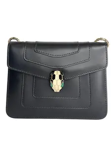 Pre-owned Bvlgari leather Shoulder Bags E25032542 Serpenti Fore Black Leather