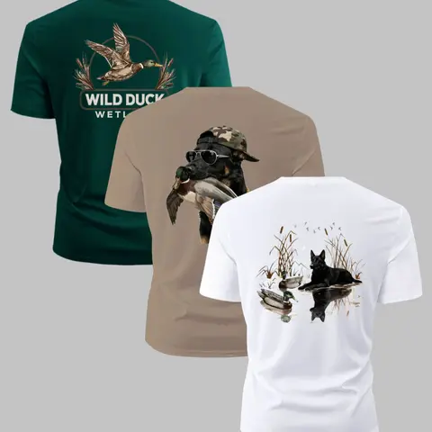 Men's Camo & Duck Print Short Sleeve Tee, Casual Graphic Tee, Regular Fit Casual Fashion Camouflage T-shirt for Summer, Men's Top for Outdoor Activities, Menswear