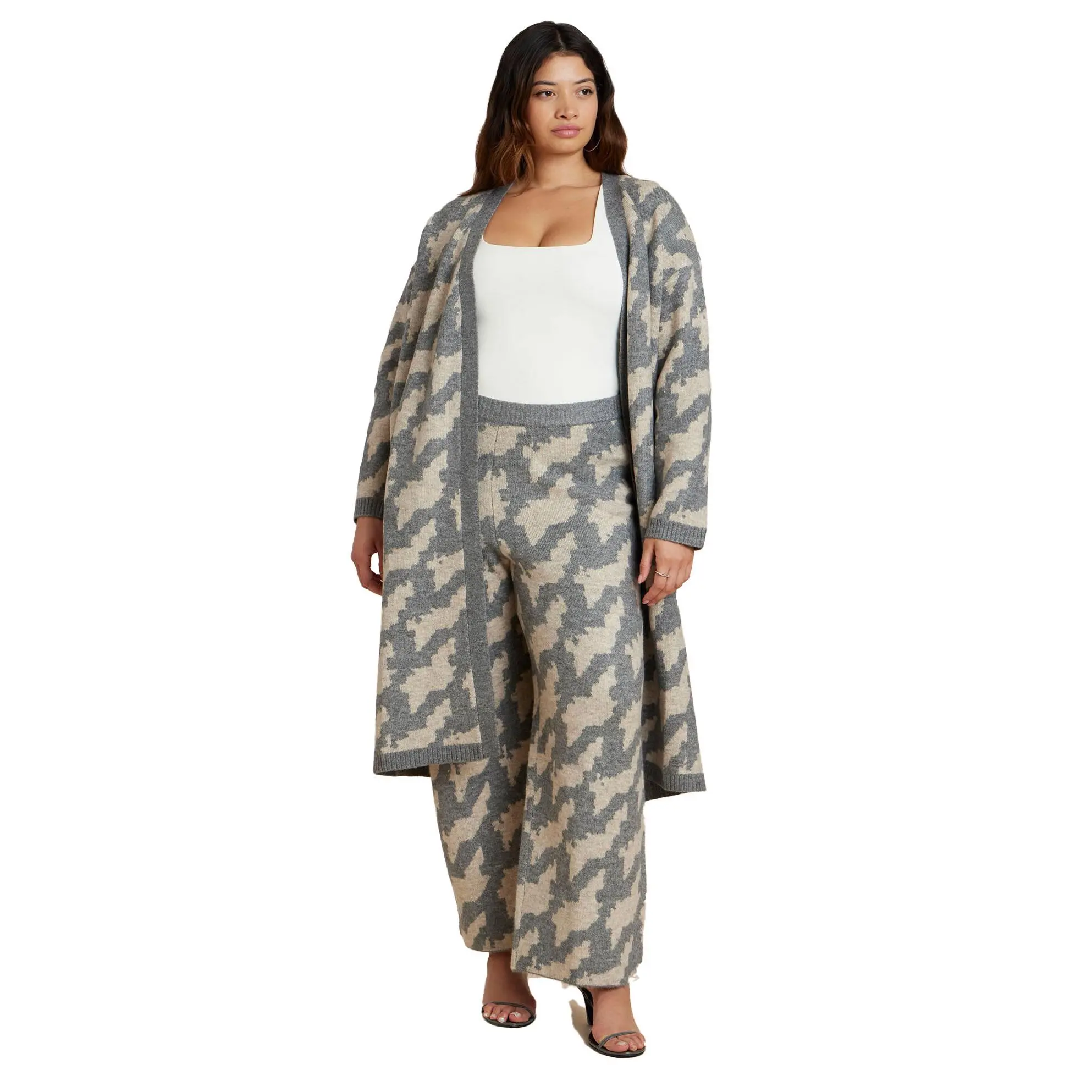 ELOQUII Women's Plus Size Intarsia Sweater Duster
