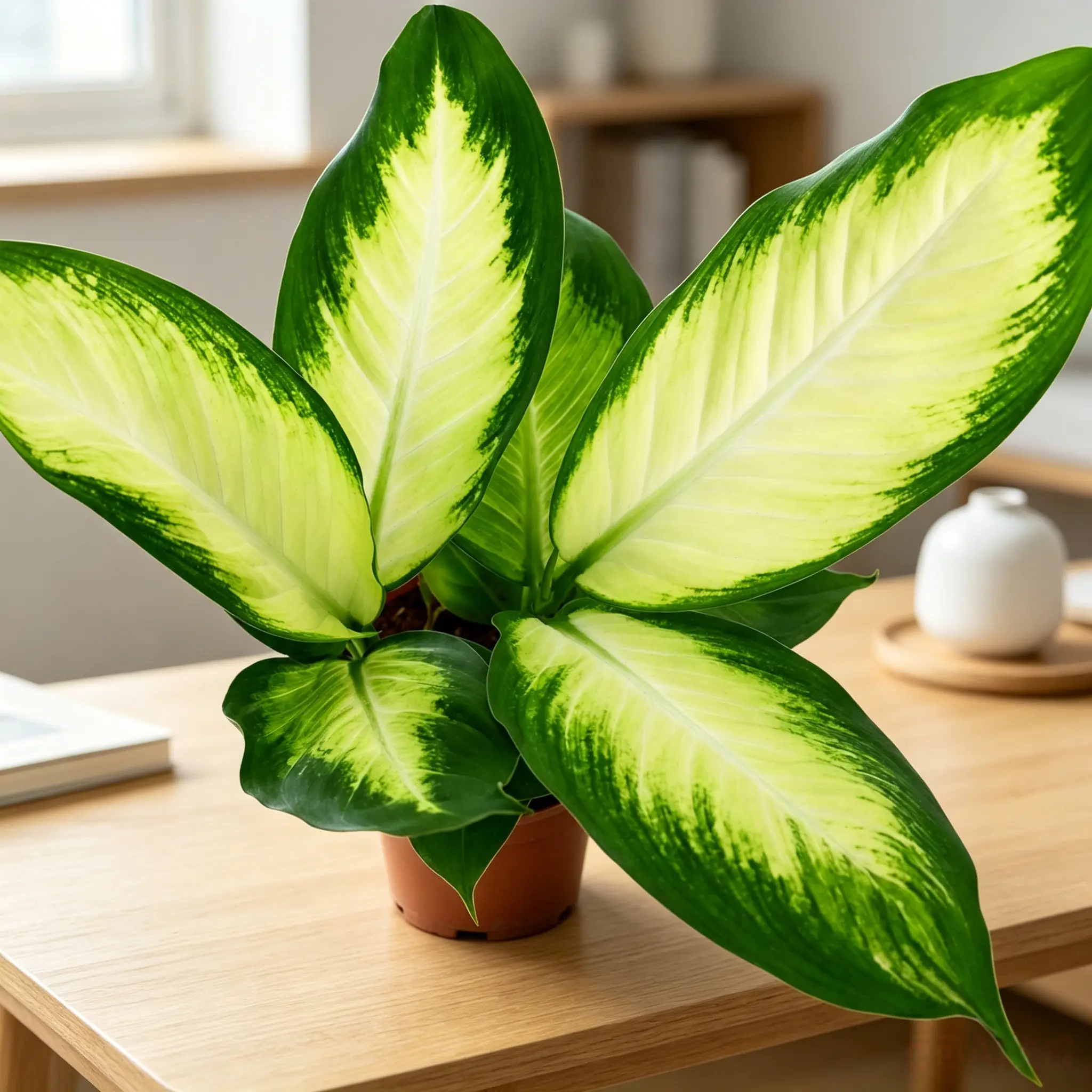 RZ-22   Live Dieffenbachia Camille Plant | 4 Inch Pot Diameter Indoor & Outdoor Shade Houseplant | Tropical Foliage Plant
