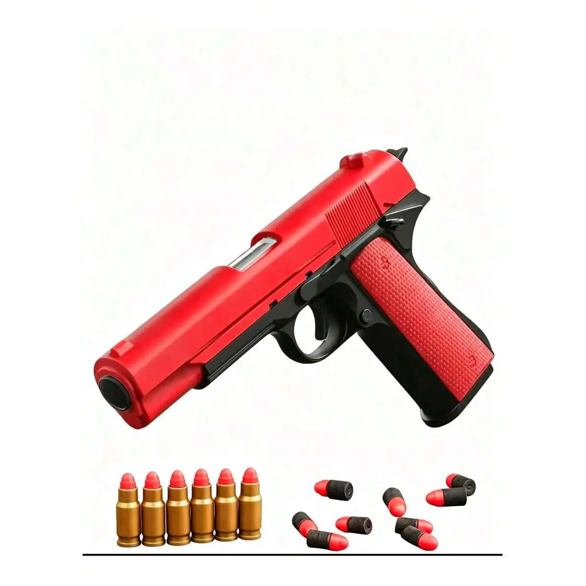 1911 Manual Ejection Toy Gun, 10 Soft Bullets, 8 Cardges, 1 Shooting Practice Game, Handgun Model, Birthday Gift (This Product Has Two Oions: With Text And Without Text, Randomly Sent, Some Accessory Colors Are Randomly Sent, Manual Measurement May Cse De