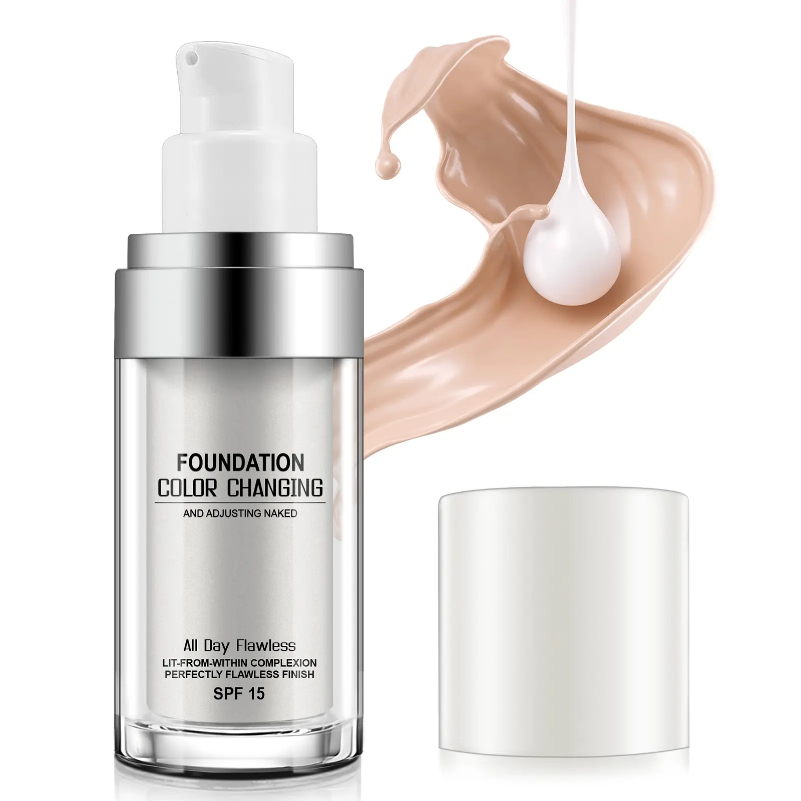 Aliver 30ML Flawless Color Changing Foundation, SPF 15 Sun Protection, Lightweight Long-Lasting Coverage, Moisturizing Bb Cream With Spf Makeup, Hydrating Makeup, Flawless Skin Finish